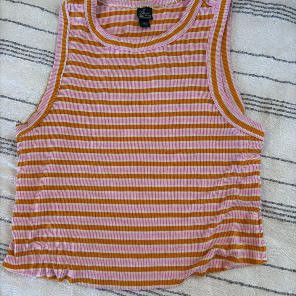 wild fable Pink and Mustard Striped Ribbed Tank